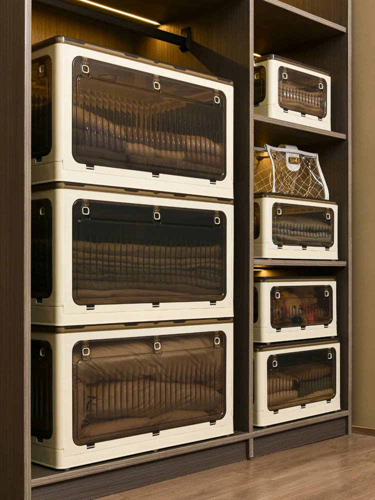 

Прозрачный складной контейнер для хранения: органайзер для одежды, одеял, книг и игрушек, легкий, на колесиках