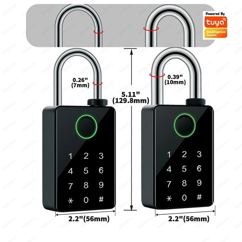 Waterproof Tuya Padlock Fingerprint IC Card Password Electronic Lock Heavy Duty Padlock For home Warehouse Garage