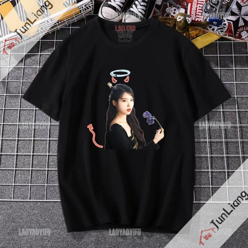 Iu Korean Fashion Woman Blouse 2023 Lee Ji Eun Y2k Tops Funny T Shirts Manga Kpop Zevity Aesthetic Clothing Cutecore T-shirts