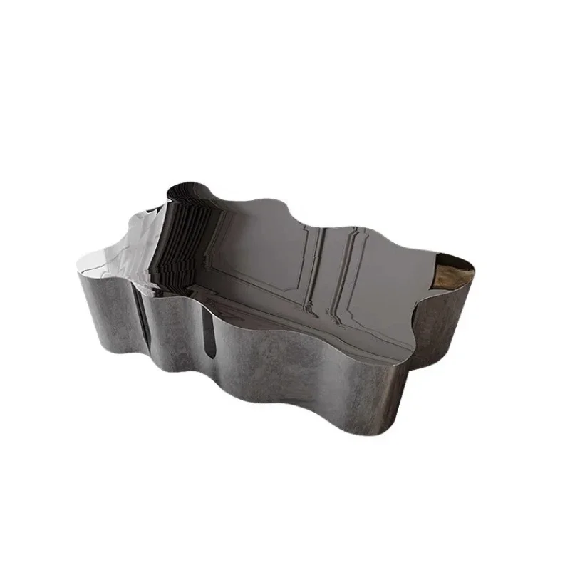 

Italian light luxury coffee table modern living room home office creative design cloud stainless steel oval living room coffee