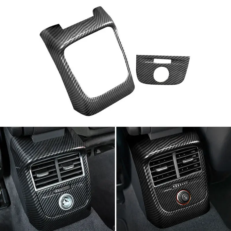 

For Audi A3 8V S3 RS3 2014 2015 2016 2017 2018 Car Rear Air Conditioning Vent Outlet Anti-kick Panel Cover Trim Carbon Texture
