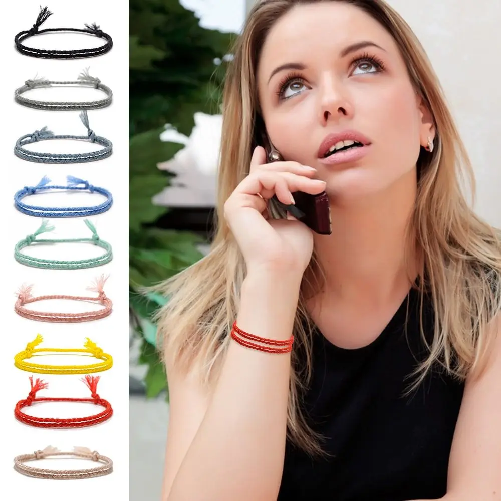 Pulsera de hilo trenzado multicolor, pulsera tejida hecha a mano de algodón para parejas, adorno texturizado, cuerda anudada, amantes de la cuerda de mano