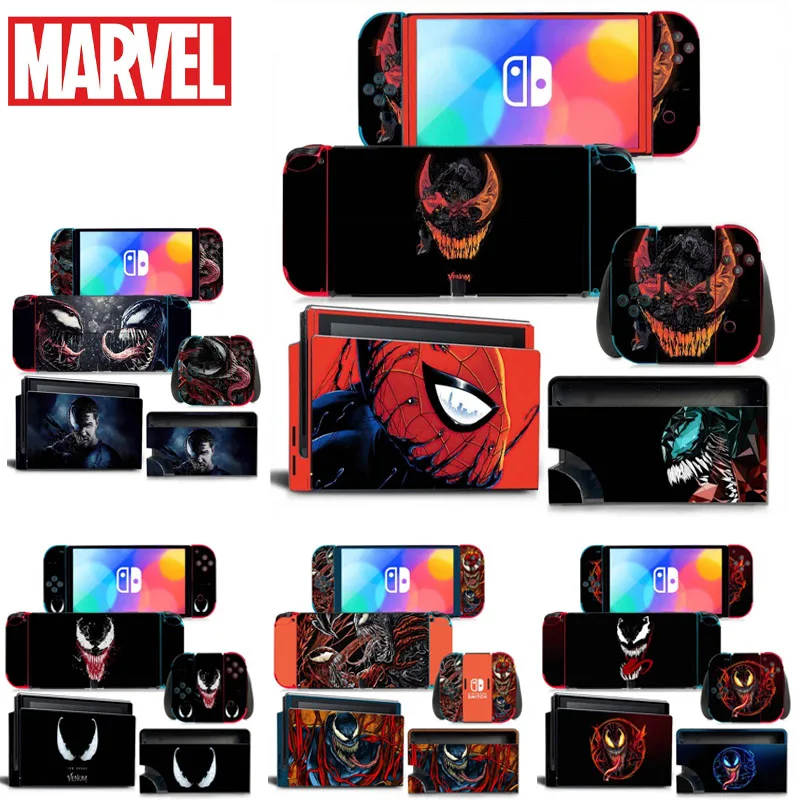 Marvel Venom Skin Adesivos para Nintendo Switch, OLED NS, Antiderrapante, Anti-Vibração, Controladores de PVC Adesivo, Acessórios Switch, Presente