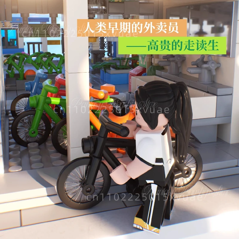 Nowe klocki konstrukcyjne w stylu lat 80. i 90., duże kolekcje, retro widok ulicy, model do składania, zabawki, dekoracja na biurko, prezenty dla dzieci.