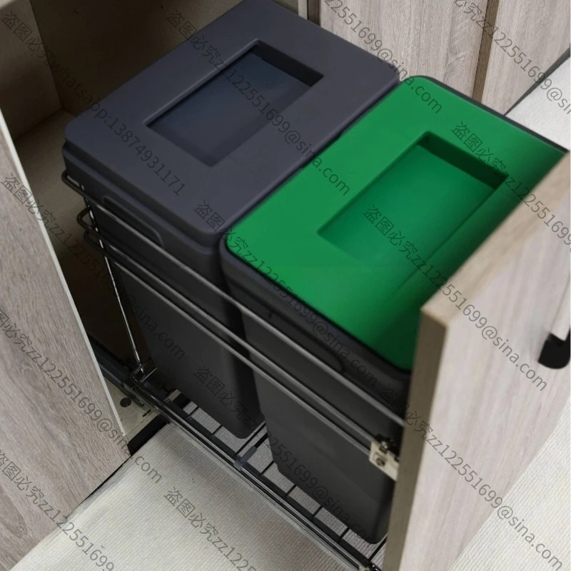 Suitable for Cabinet Storage & Organization, Built-in Cabinet Trash Can and Pull-out Basket