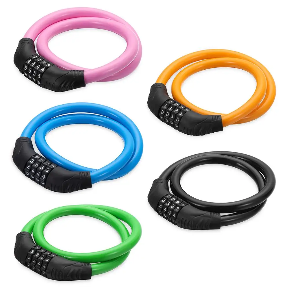 Strong Heavy Duty Cycle Bicycle Lock 4 Digit Combination Number Bike Lock Steel 60cm Cable Chain Password Resettable Padlock
