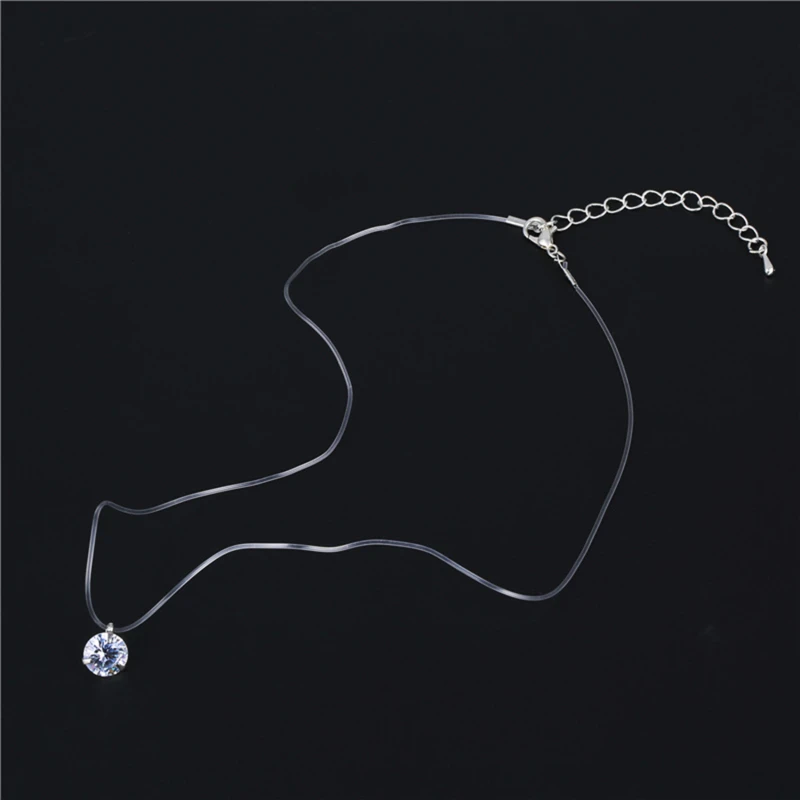 Shiny Choker Invisible Fish Line Crystal Necklace Pendants Neck Zircon Women Clavicle Chain Feminino Jewelry Gift чокер на шею