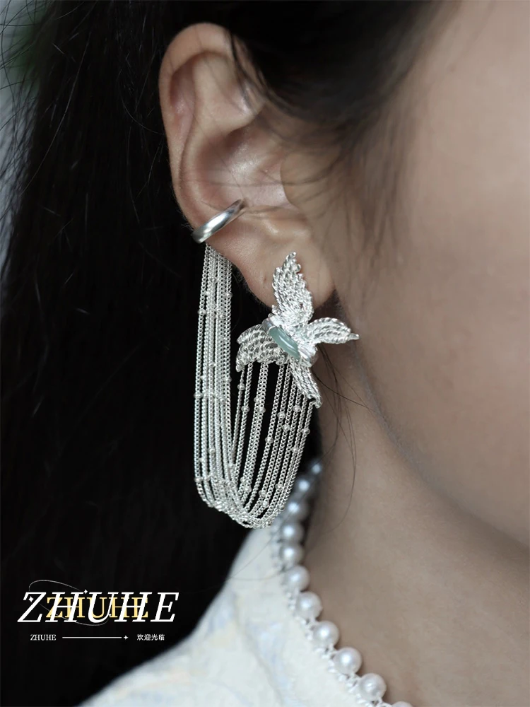 

ZHUHE White Falls Butterfly Earrings Cyberpunk Style For omen Jewelry Accessories Party Gifts