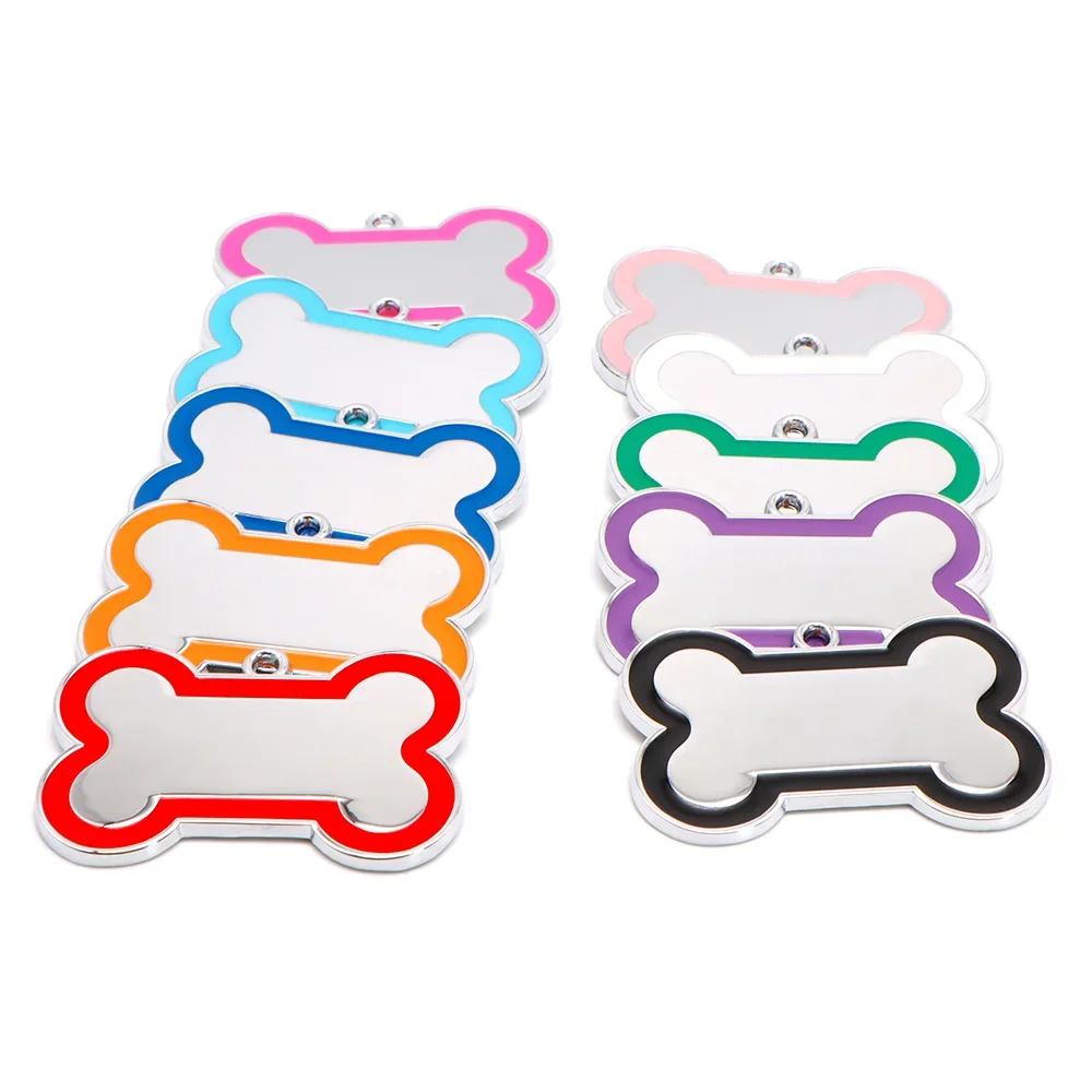 Wholesale 100Pcs 10 Colorful Cute Engraved ID Dog Tag Bone DIY Dog Id Tags For Dog Cat Personalized Collars Pet Accessories