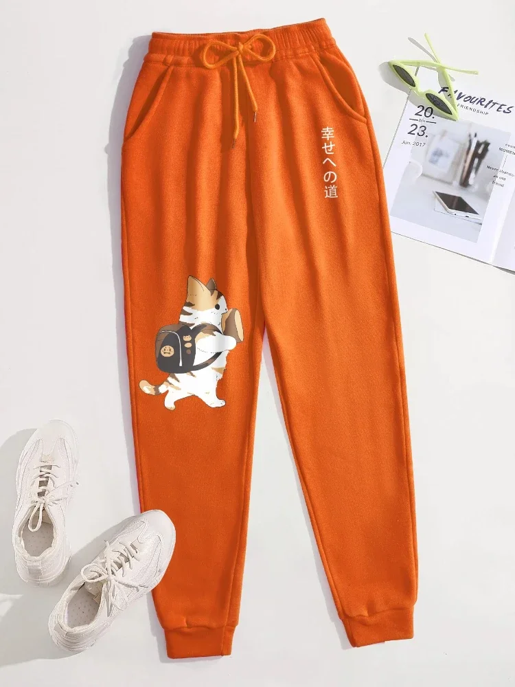 

Многофункциональные карманные модные брюки, модные уличные новые брюки, мужские повседневные брюки с кавайным котом и мультяшным рисунком, S-3XL