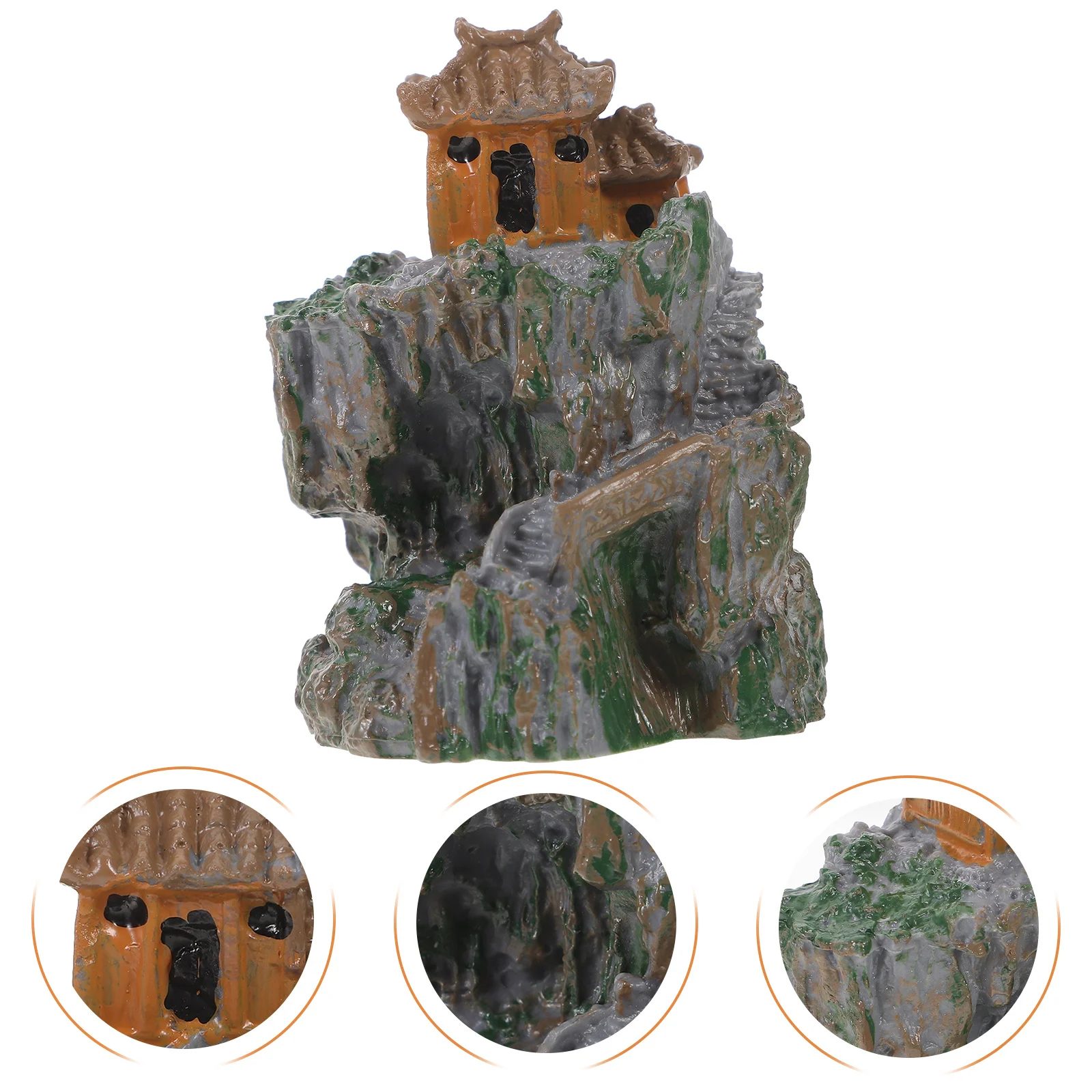 

Mountain Temple Ornament Resin Micro Landscape Decor for Aquarium Bonsai Fish Tank Home Desktop Garden Decoration