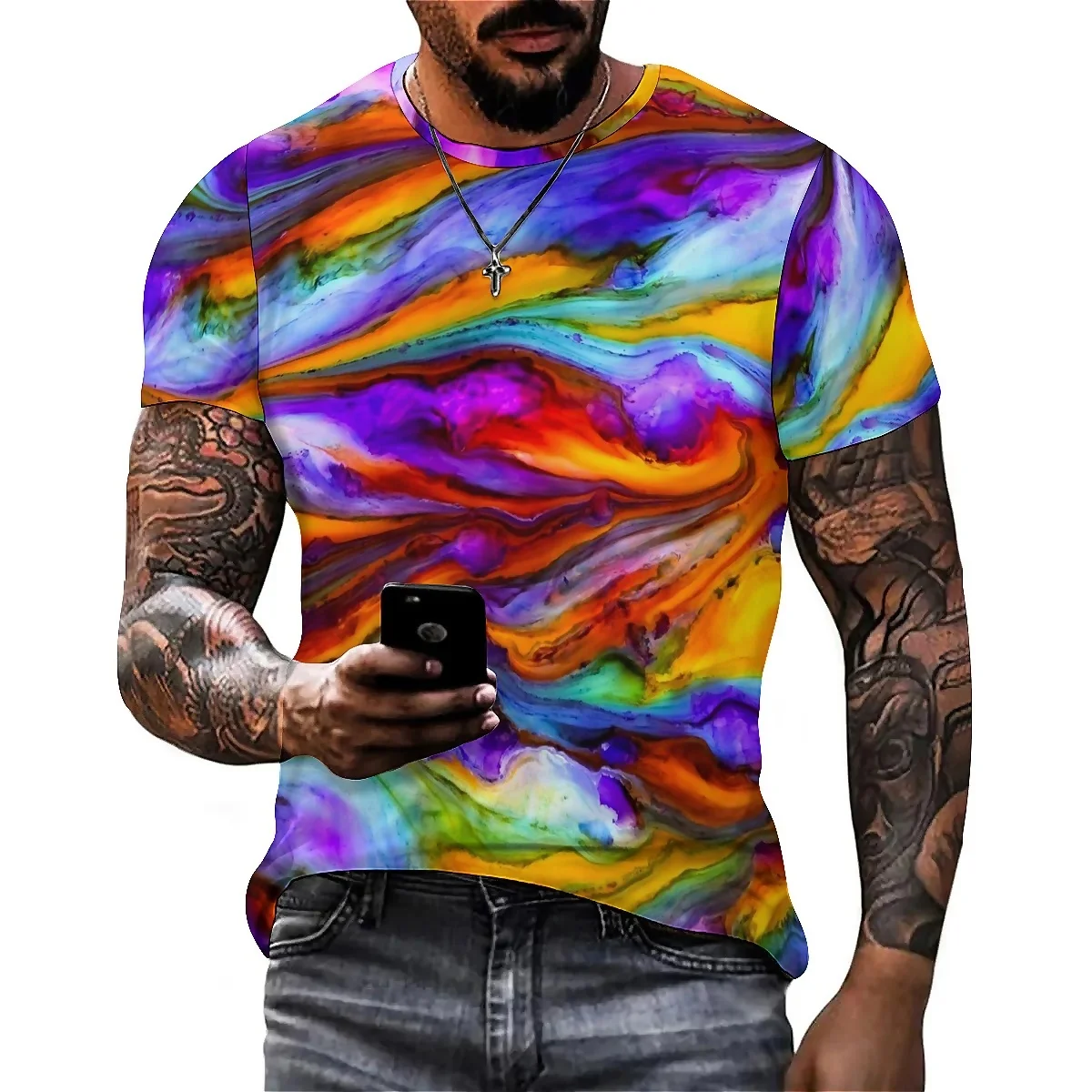 

Hawaiian Style Vacation Travel Men's 3D Printed Short-Sleeve T-Shirt - Full-Body Print Top