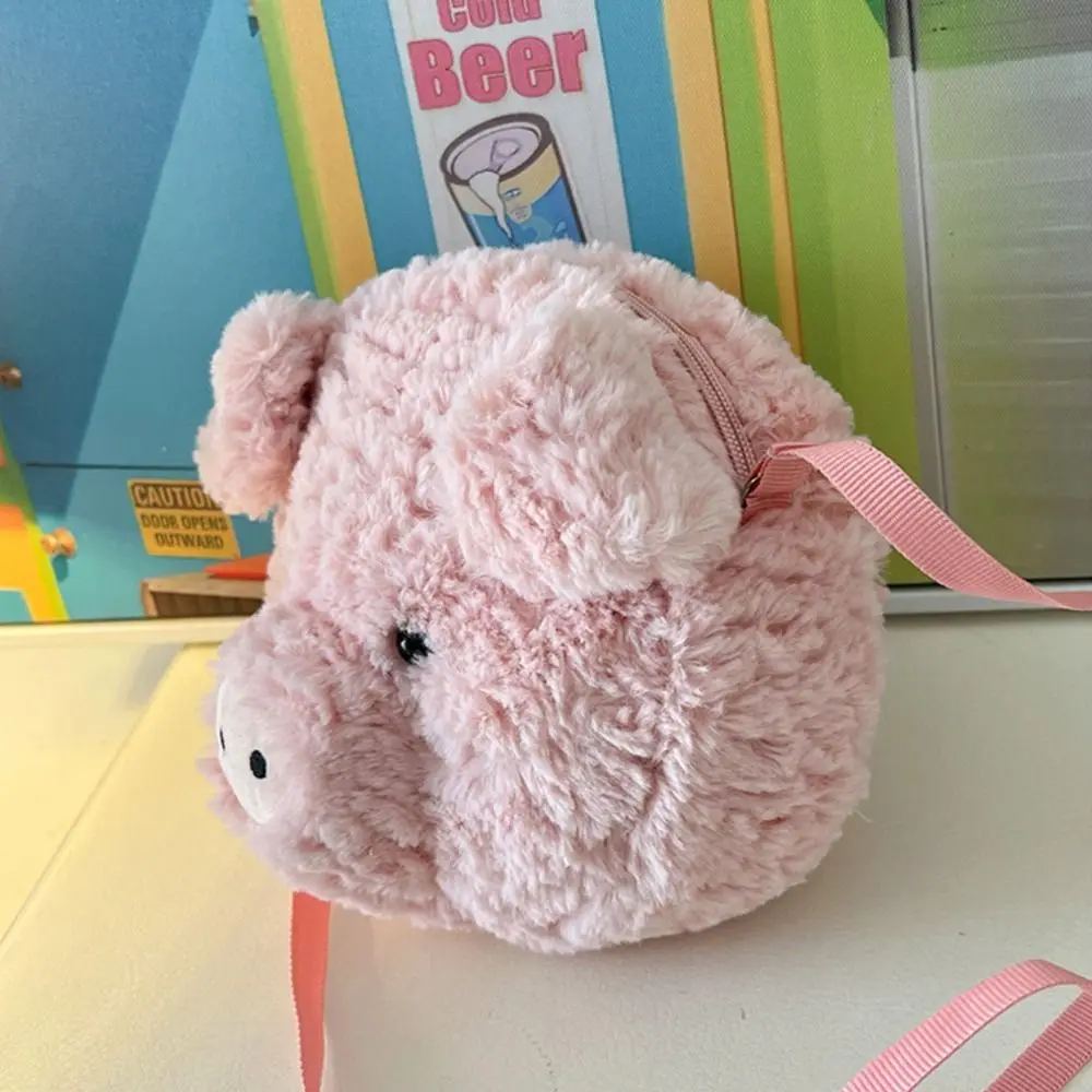 Portable Multicolor Plush Shoulder Bag Plush Cartoon Panda Piggy Cartoon Animal Handbag Large Capacity Casual Cross Body Bag