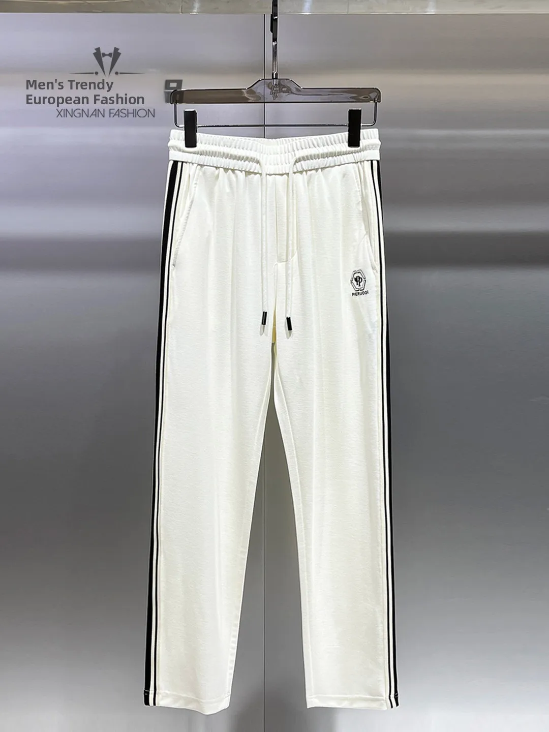 

Spring Summer Trendy Straight Leg Casual Pants Men's Fashion Side Strap Rope Sports Comfortable Long Trousers Versatile