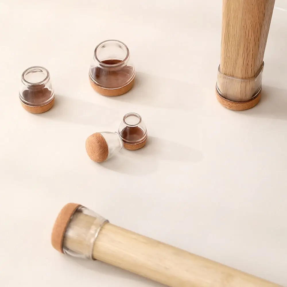 

4Pcs Transparent Silicon Chair Leg Covers Reduce Noise No Scratches Reduce Noice Table Foot Cover with Felt Bottom Anti-slip