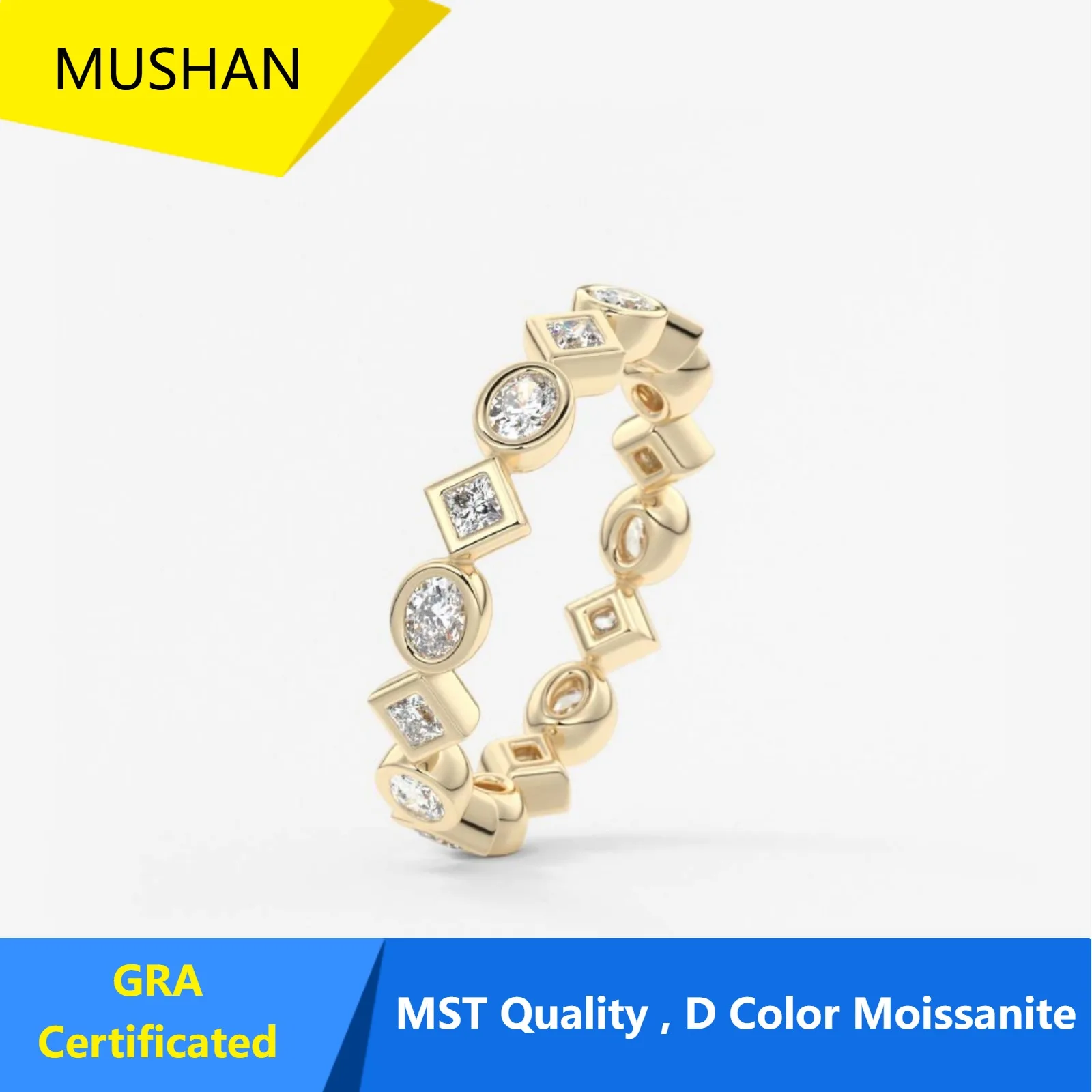 MUSHAN Jewelry Factory Wholesale 925 Sterling Silver Rings Wedding Band for Women Real D Color Moissanite Diamond Ring
