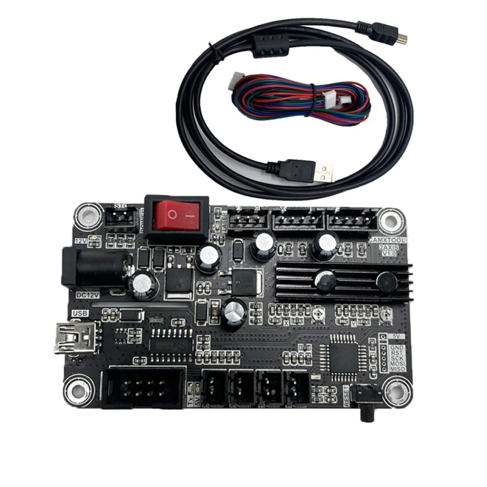 Placa de Control de máquina de grabado láser de 2 ejes GRBL1.1, compatible con Control sin conexión, placa base de Plotter de 2 ejes, fuente de alimentación de 12V 3-5A