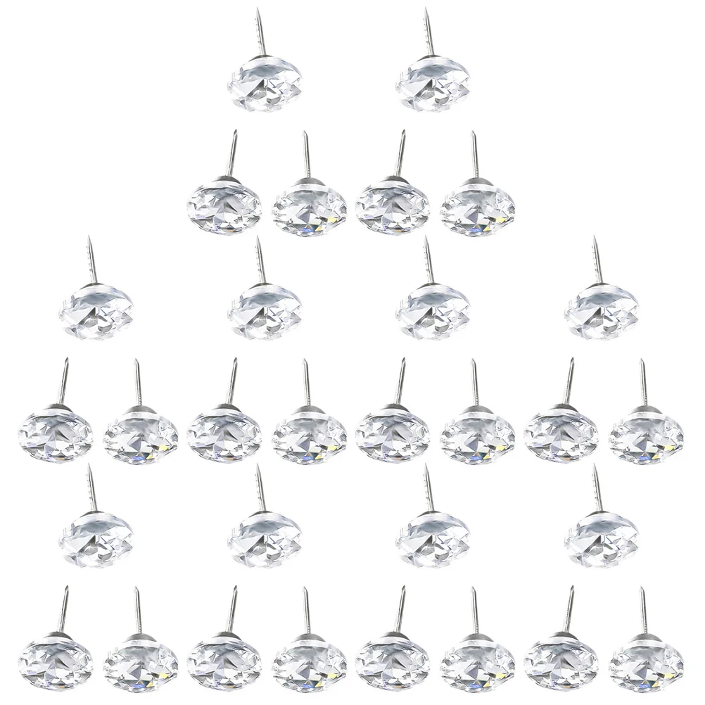 

30 Pcs Pin for Furniture Accessories Decor Crystal Tacks Stainless Steel Button Bulletin Board Decorations