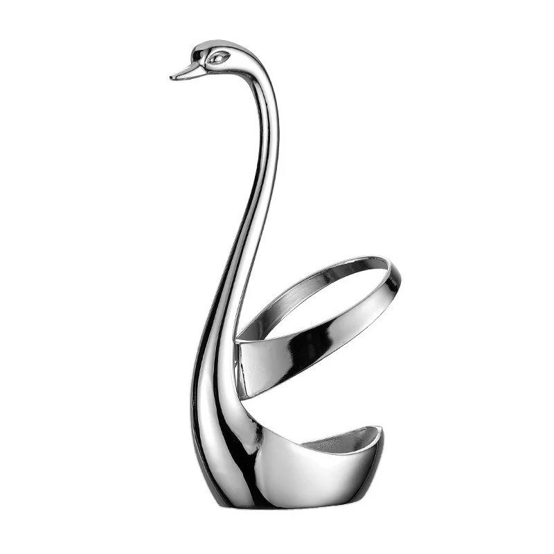 Creative swan shape Tableware Holder Stainless Steel Fork Base Fruit fork dessert spoon Cutlery Storage rack Desktop decoration