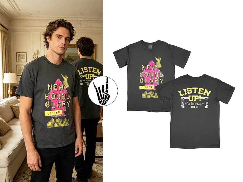 2026 new Circular border, woven single-letter logo, horizontal decorative text graphic, men's and women's casual T-shirt