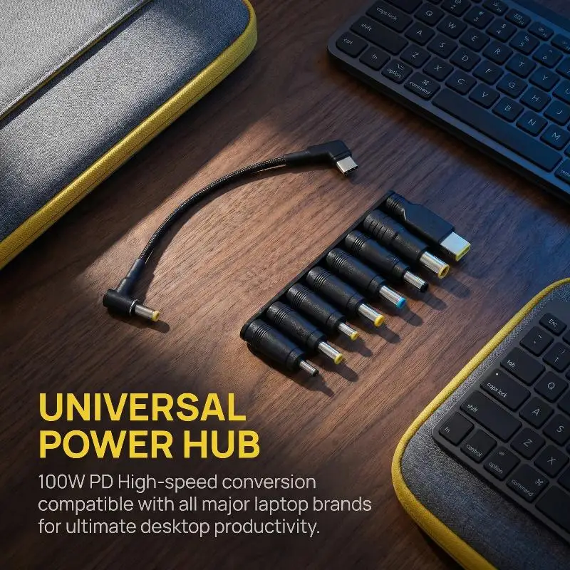 USB C Laptop Charging Cable 100W Universal Power Supply Adapter with Multiple Tips for     for Home Travel Office