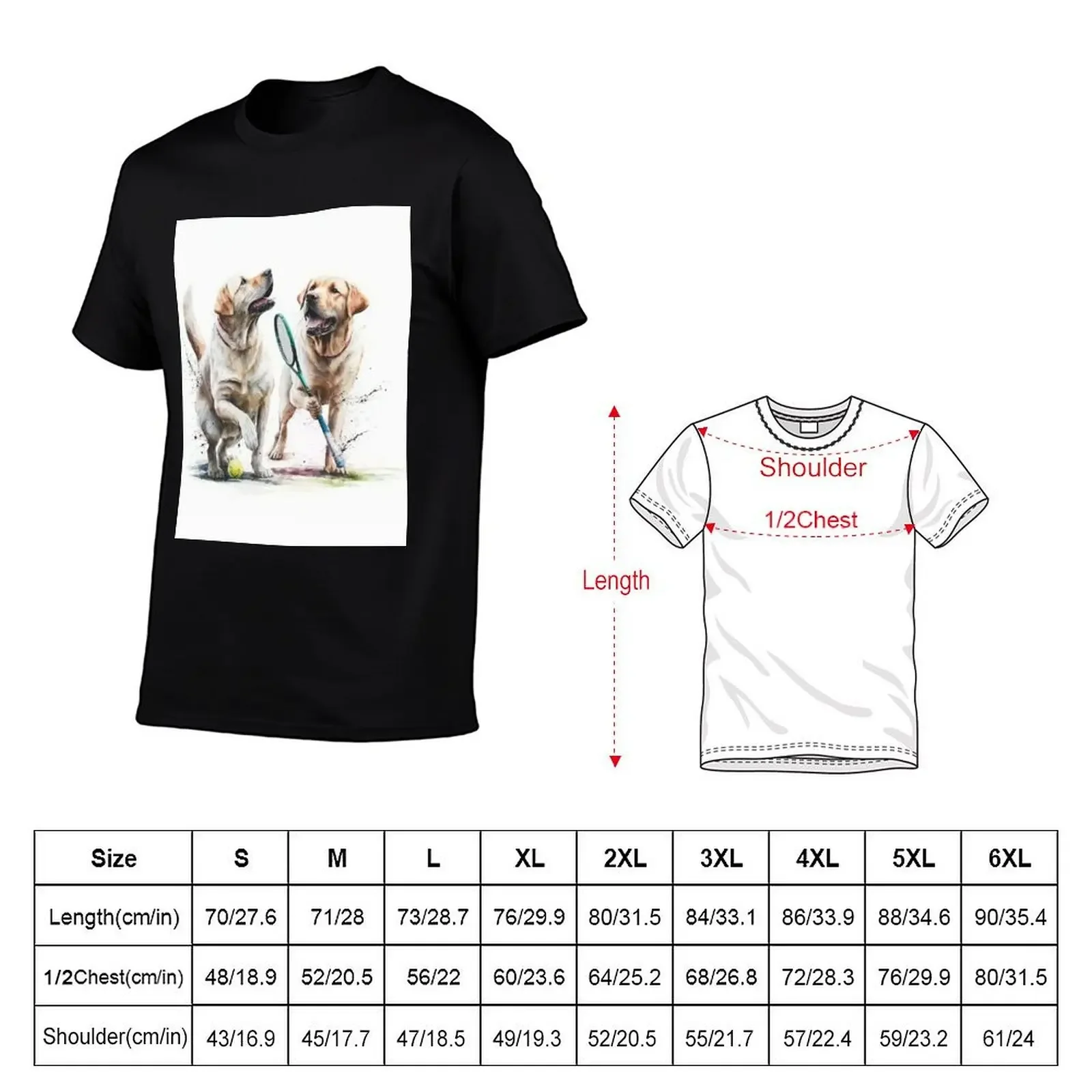 Labrador Dogs Playing Tennis in Canine Court T-Shirt Aesthetic clothing designer shirts man t shirt sweat mens t shirts