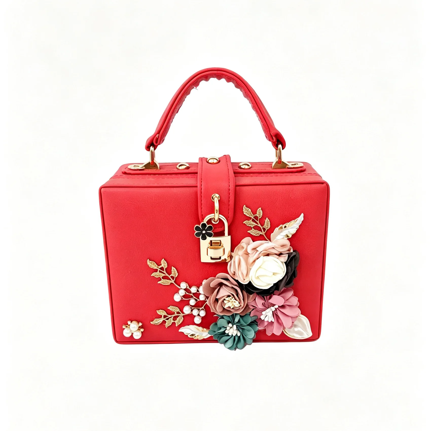 Acrylic dinner bag women's PU light luxury handbag with diamonds mesh diamond wedding bridesmaid bag blue flower decoration