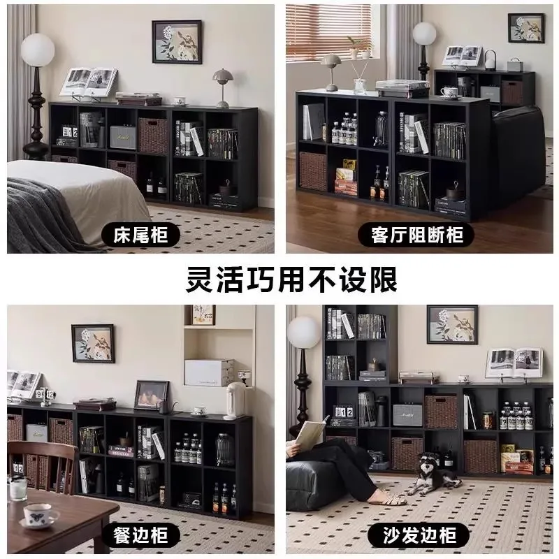 Log wind bookshelf Floor shelf Kalek eight-grid cabinet Side cabinet next to sofa Small apartment storage cabinet