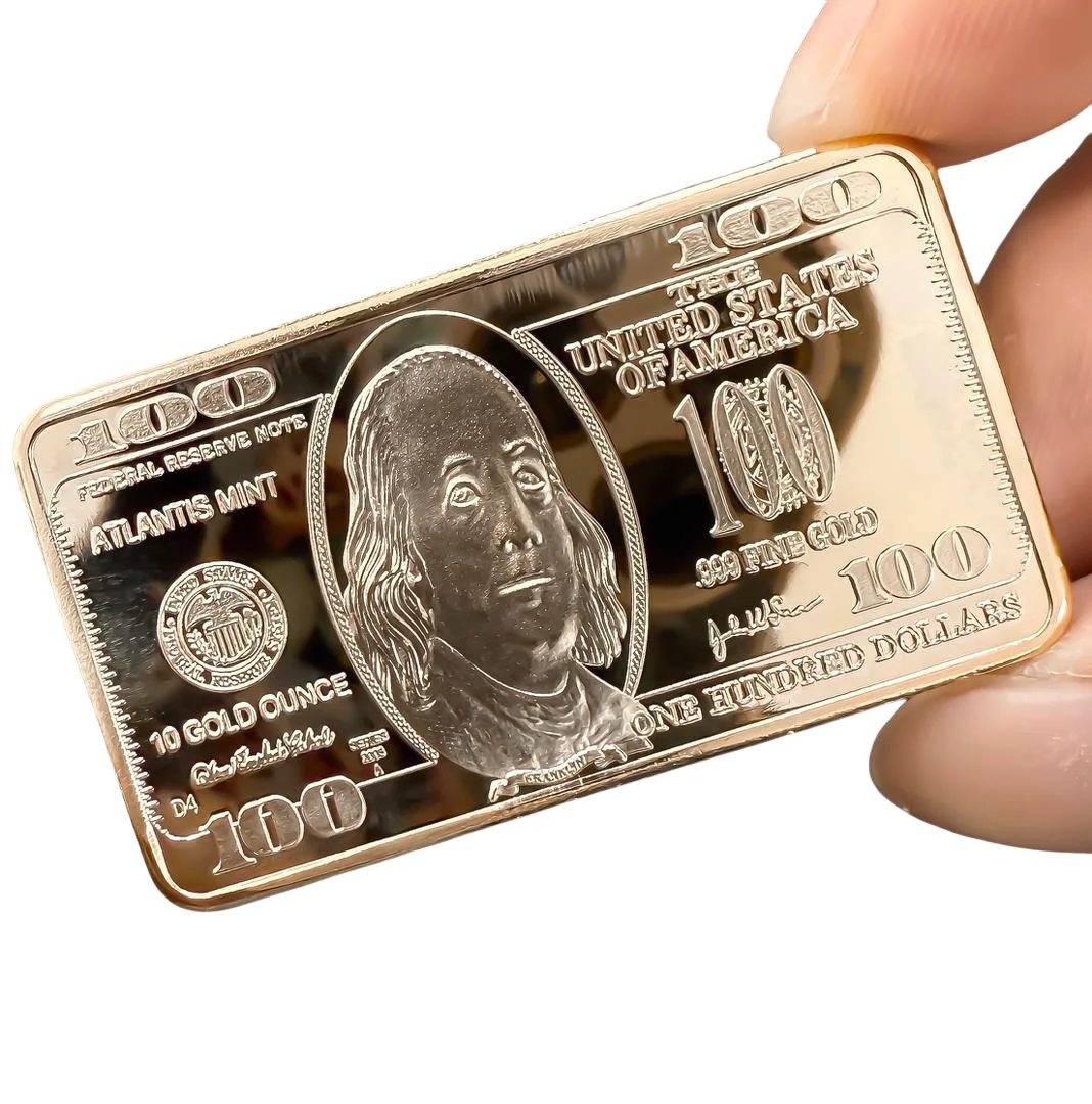 سعر المصنع الجديد 10 أوقية 100 دولار أمريكي سبائك 24 كيلو شريط ذهبي عملة معدنية أمريكية قضبان ذهبية USD هدايا تذكارية