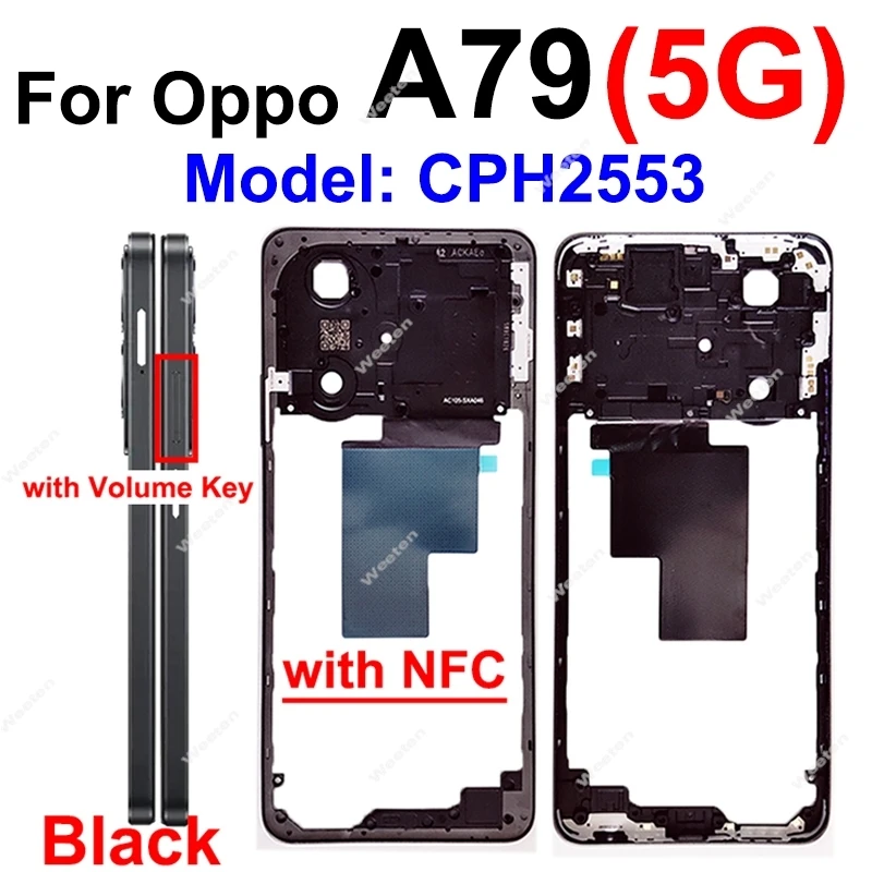 Middle Housing For OPPO A78 A79 4G 5G Middle Frame Housing Cover Bezel with Side Button Replacement Parts