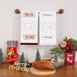 2pcs Christmas kitchen towel decoration set, Christmas tree dish towel absorbent dish towel set, kitchen towel, holiday party ho