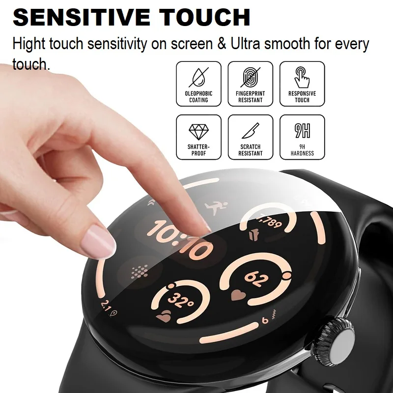 3PCS 3D โค้งป้องกันหน้าจอสำหรับกูเกิลพิกเซลวอทช์ 3 45 มม./41 มม.สมาร์ทวอทช์ความคุ้มครองเต็มรูปแบบป้องกันรอยขีดข่วนป้องกันฟิล์ม