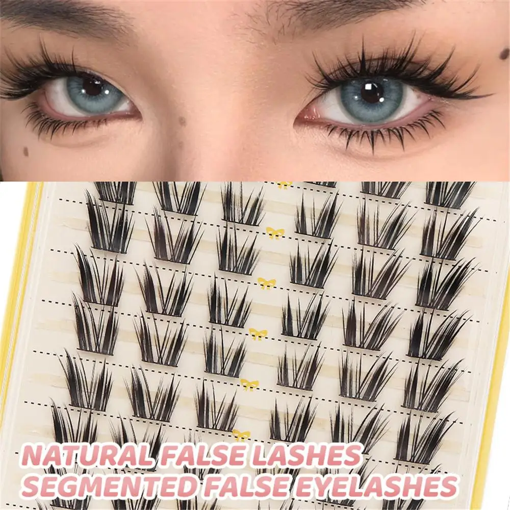 60/100Pcs Natural Fairy Lash Clusters Wispy D Curl Manga Eyelash Clusters Wet-Look Invisible Lash Band DIY Eyelash Extension
