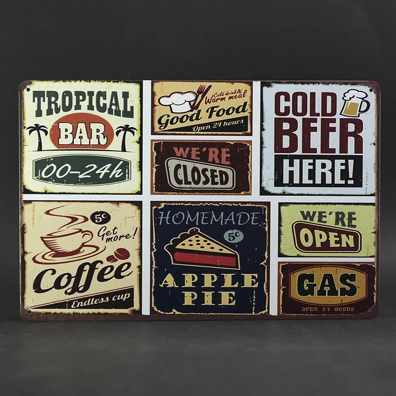 Retro License Plate Metal Tin Sign Industrial Style Bar Wall Art Decor Vintage Iron Craft