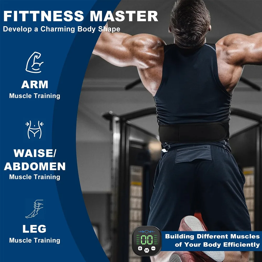 

Электронный пояс-тренажер для пресса EMS - перезаряжаемый массажный пояс с ЖК-дисплеем для домашнего использования, для уменьшения жира на животе