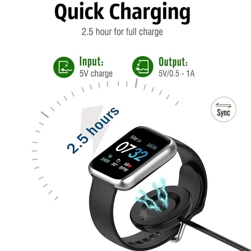 High Efficiency Smartwatch Charges with 100Cm Flexible Cable Safe Technology Easy to Carry for iTECH 2/3