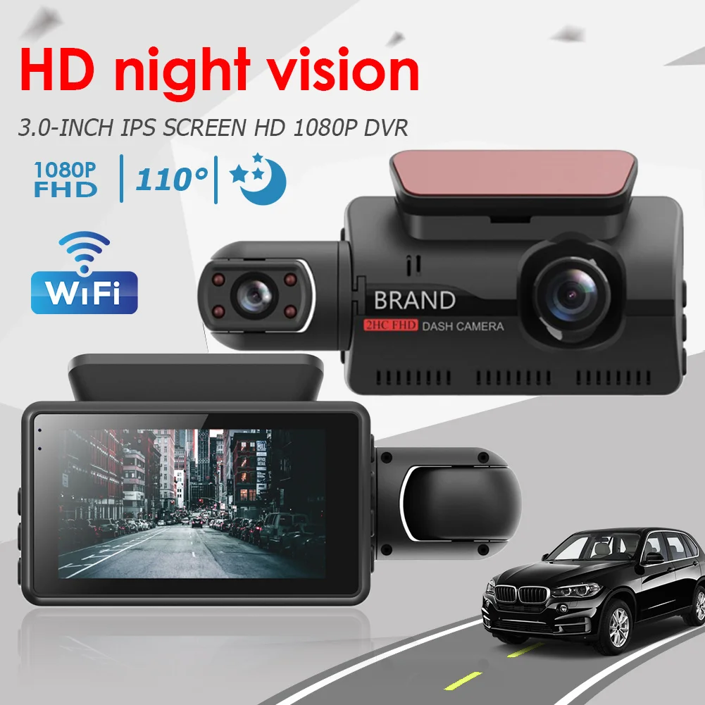 G-Sensor Cam for Cars Video Recorder 1080P Car Surveillance Camera 2 Lens With WIFI Recorder 3.0inch Dash Motion Detection Car