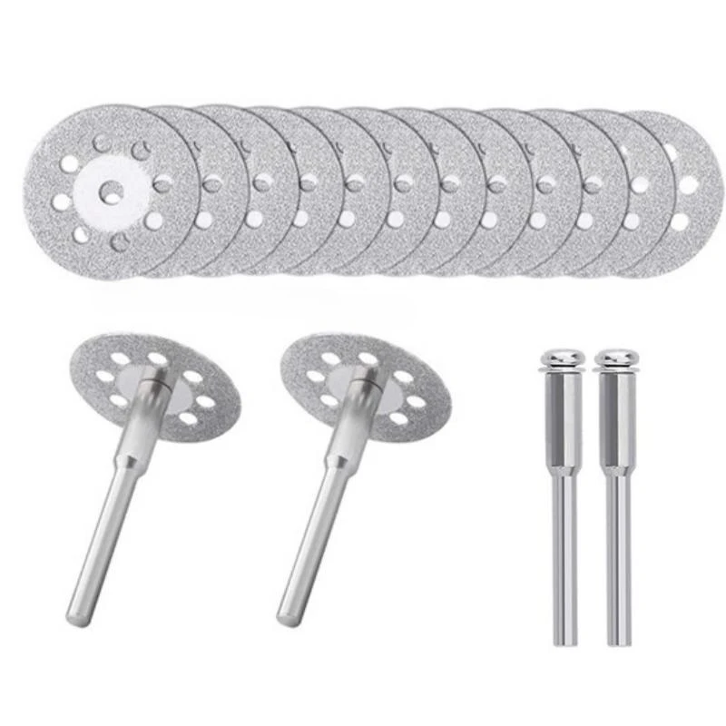 10Pc Dental Double Sided Cutting Disc Polishing Grinding Wheel with 2pc Mandrel for Porcelain Ceramic Crown Plaster