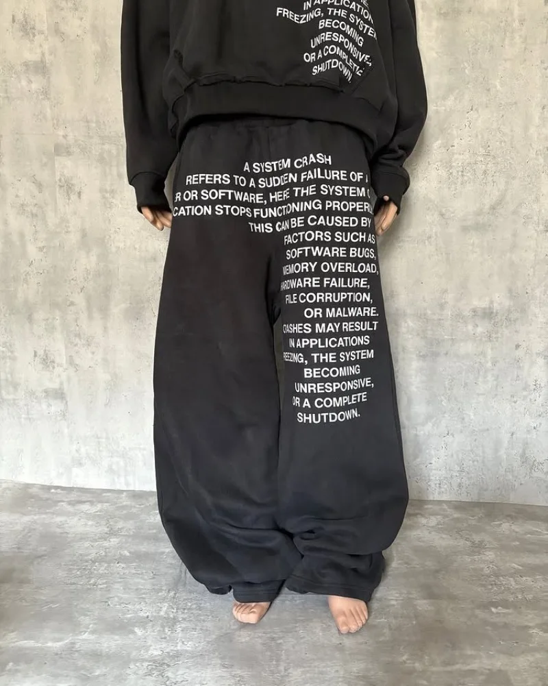 Y2K Pantalon Baggy Décontracté Femmes Haut Streetwear Pantalon Imprimé Hip Hop Pantalon de Survêtement Harajuku Rétro Streetwear Joggers Hommes Pantalon Long