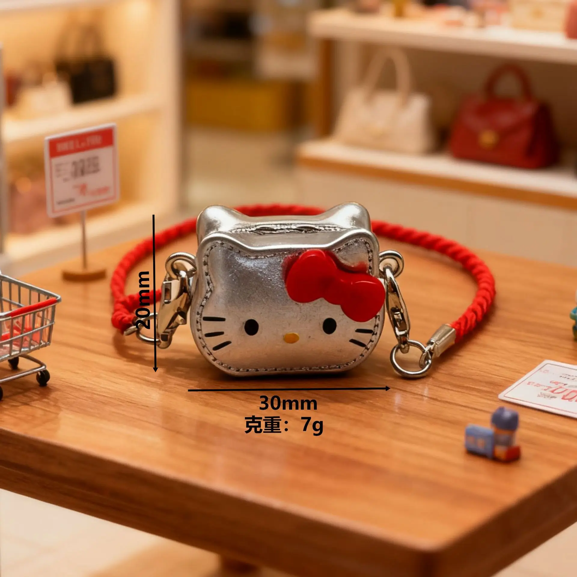 Anime Hello Kitty Mini KT Shoulder Bag Simulation Pendant Miniature Jewelry Ornaments Doll House Landscaping Cute Keychain Gifts view 6