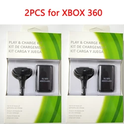 Paquete de batería recargable para Xbox360, 1 piezas, 2 piezas, 4800mAh, controlador de juego inalámbrico, baterías de repuesto con Cable de carga USB