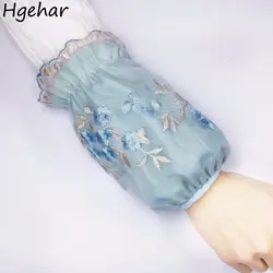 Lace Embroidery Oversleeves Double Layer Anti-Fouling Sleevelets Women Floral Fashion Cooking Cleaning Tool Short Arm Sleeves