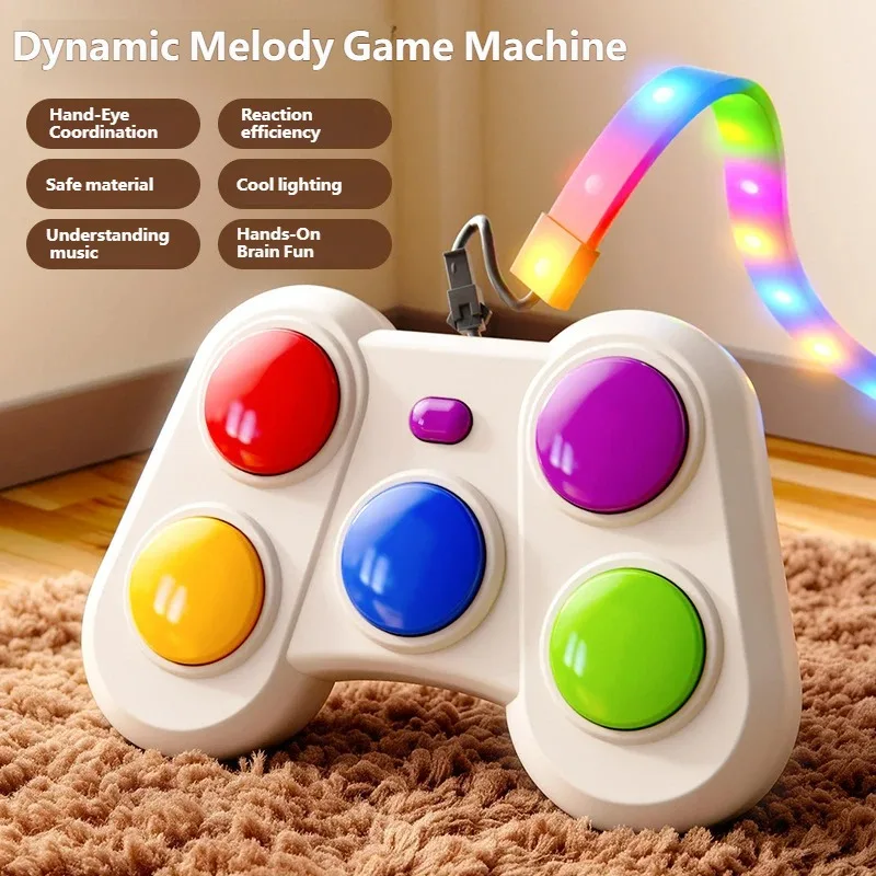 Electronic Music Rhythm Puzzle Game Machine Montessori Flash Mult-Color Light Belt Educational Sensory Fast Push Table Game Gift