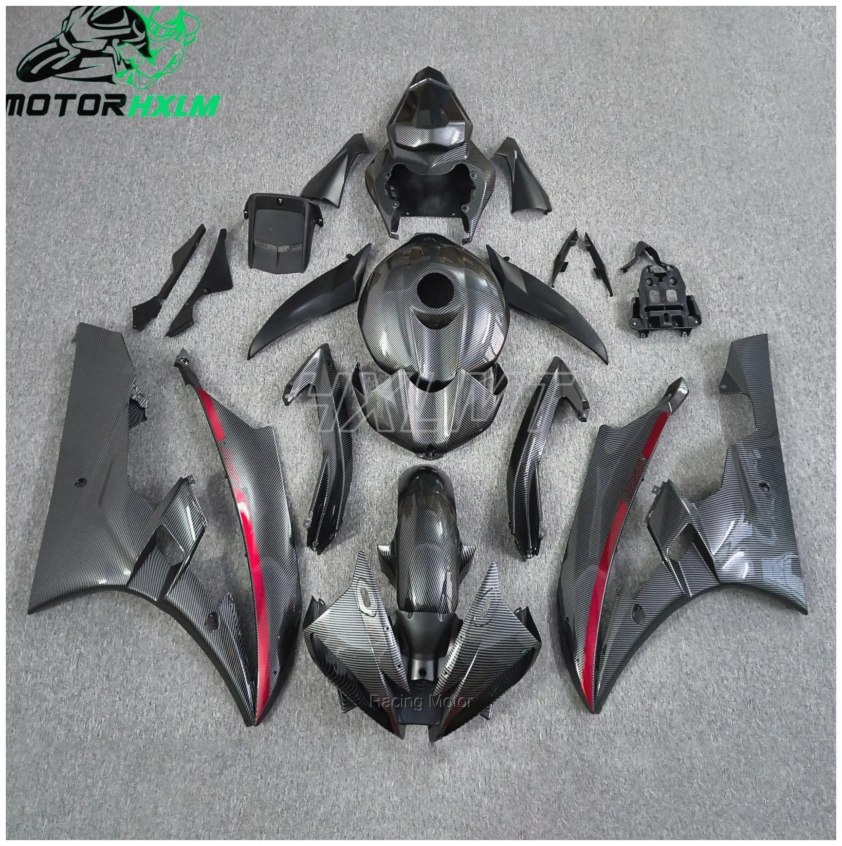 Motorcycle Fairing Body Kit - New ABS Fairings Kit Fit for YAMAHA YZF- R6 2006 2007 06 07 Carbon painted look