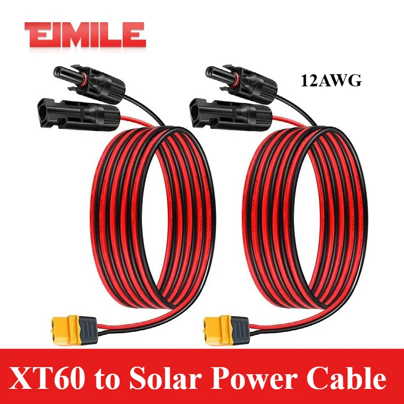 Solar to XT60 Male/Female Charge Extension Wire 12AWG for MC to XT60 Adapter Cable for XT60 Input Port Portable Power Station