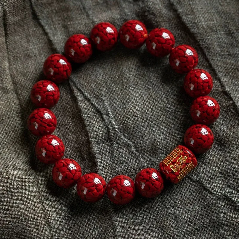 

Браслет из натурального красного киновари с кристаллами, вязаный вручную, в форме сердца, с сутрой, модное украшение для женщин, на удачу, новый подарок