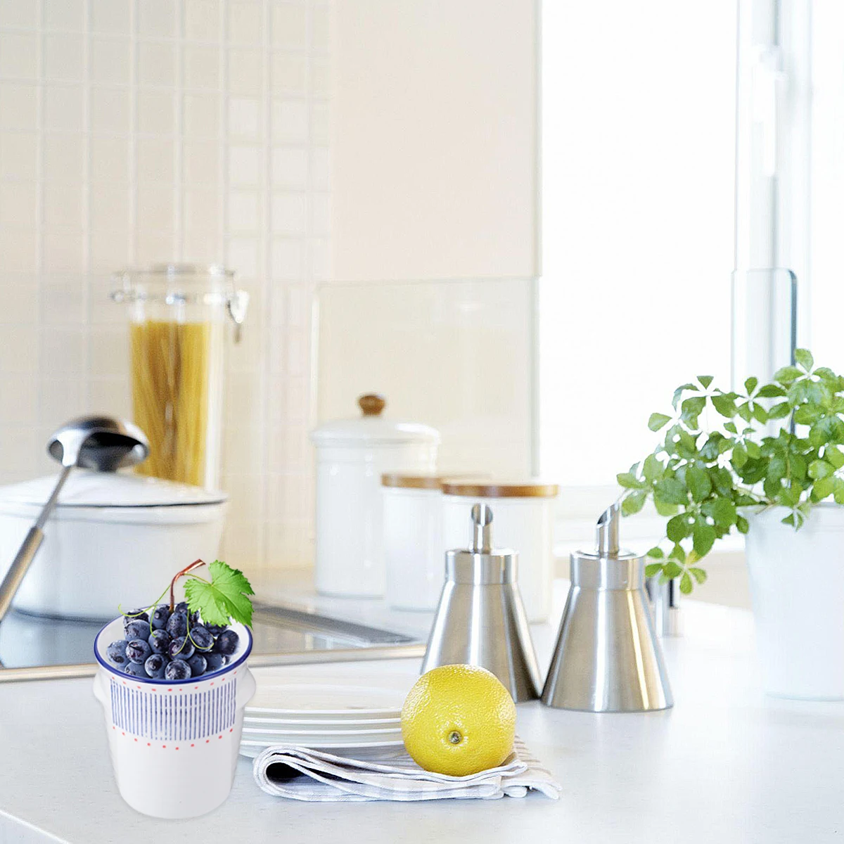 

Ceramic Chopsticks Rack Hand Painted Kitchenware Stylish Decorative Storage Container with Bottom Drain Hole and Table