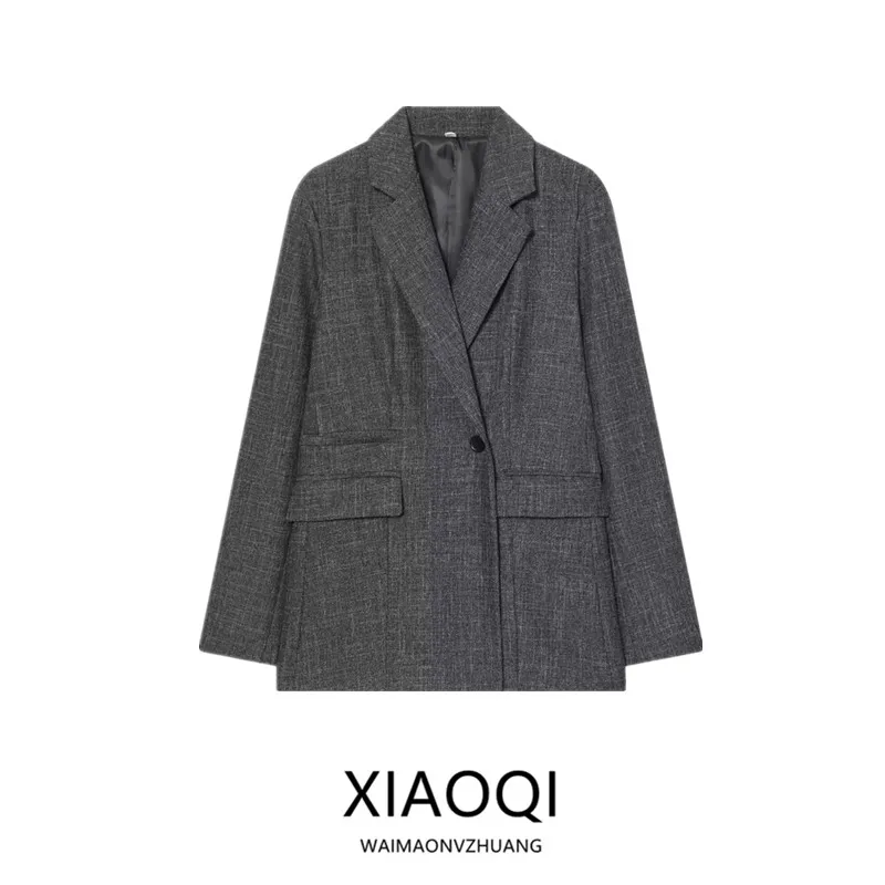 

Зима 2022, новый женский пригородный костюм из смешанного волокна, прямой костюм Jaet, универсальное длинное повседневное пальто на одной пуговице све