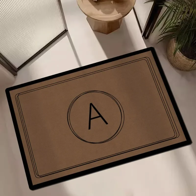 Brown Doormat Letter Pattern Custom Floor Mat Minimalist Foot Mat Small Carpet Black Line Dark Color Dirt-resistant Rug Alfombra