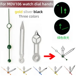 Modified MDV106 watch dial hands gold silver black pointer for Casio Marlin MDV-106 watch Green Luminous Watch Movement hour